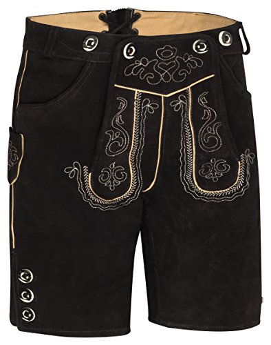 Trachten Herren Lederhose Kurz mit Träger antikbraun, Dunklebraun, Schwarz,Gr.46-60 Trachtenlederhose-Trachtenlederhose