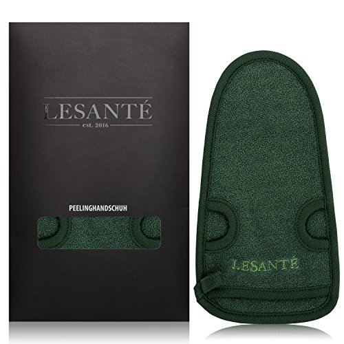 LESANTÉ Peelinghandschuh - viele Farben - rau für Körper & Gesicht - Peeling Handschuh für Hamam, Sauna, Dusche - Wellness & Massagehandschuh, Körperpeeling grob, Body Scrub, Hautreinigung