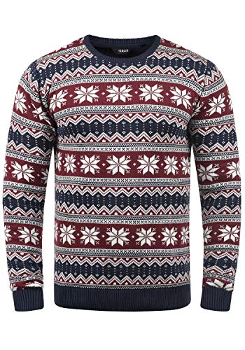 !Solid Winno Herren Weihnachtspullover Norweger-Pullover Winter Strickpullover Grobstrick Pullover mit Rundhalsausschnitt, Größe:XXL, Farbe:Insignia Blue (1991)