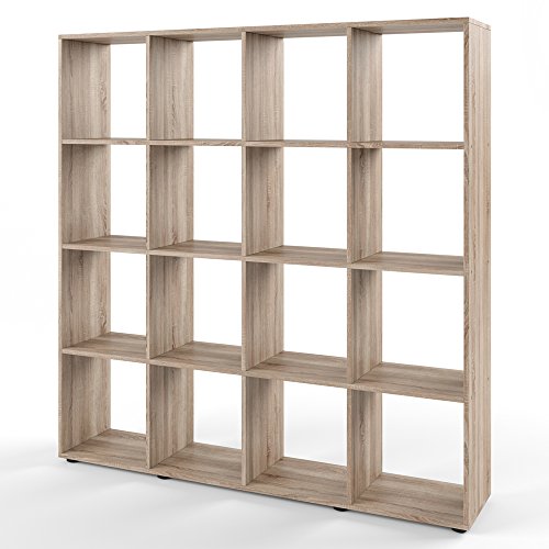 VICCO Raumteiler KARREE 16 Fächer Bücherregal Standregal Aktenregal Wandregal Raumtrenner (Sonoma Eiche)