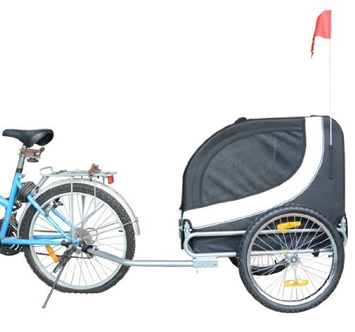PawHut Hundeanhänger Fahrradanhänger Hunde Fahrrad Anhänger Weiß/Schwarz NEU