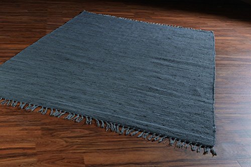 Flickenteppich Wohnzimmerteppich Handwebteppich FRANKEN Dunkelgrau | 140x200 cm | Grau | Baumwolle