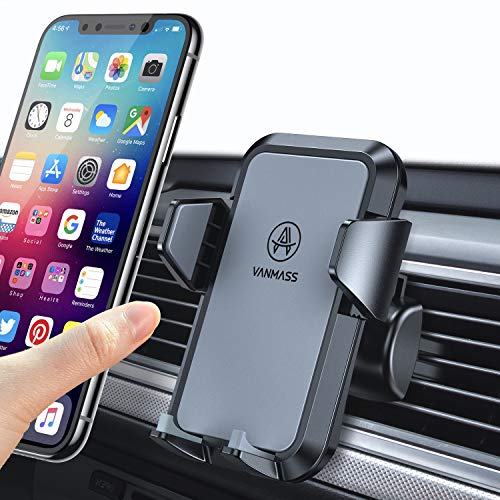 VANMASS Handyhalter fürs Auto Handyhalterung Lüftung Kfz Handy Halterung 2 Aktualisierte Lüftungsclips umfassend Silikon Schutz Smartphone Handyhalter auto 360°für iPhone Samsung Galaxy Huawei Mate LG