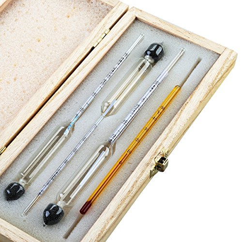 Tefeler Alkoholmeter Tester 3 pcs Hydrometer Meter Alkoholgehalt 0 - 100 Vol% Alkohol Vinometer + Thermometer für alle Spirituosen / Destillate, Whisky, Brandy, Wodka etc
