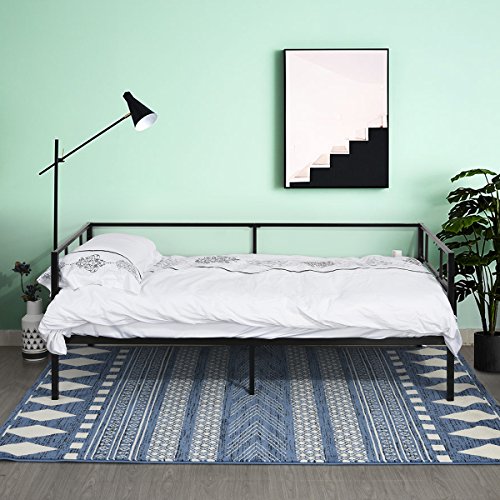 Aingoo Tagesbett Einzelbett mit Bettrahmen Metallbett(Schwarz, 90 x 190 cm)