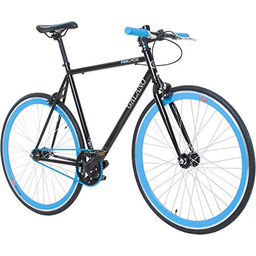 700C 28 Zoll Fixie Singlespeed Bike Galano Blade 5 Farben zur Auswahl, Rahmengrösse:59 cm, Farbe:Schwarz / Blau