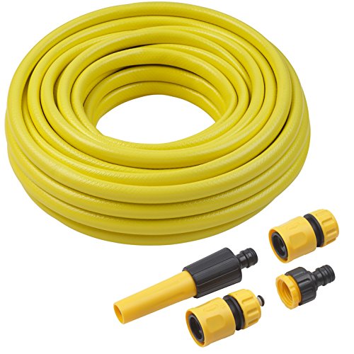 Meister Schlauch Kreuzgewebe, 12,7 mm (1/2 Zoll)  20 m Länge  Inklusive Armaturen  Abriebfest | Gartenschlauch aus Erst-PVC | Wasserschlauch | Gewebeschlauch UV-beständig für draußen | 9926280