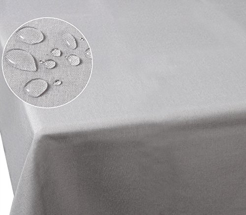 HOLISTAR 0800024 Tischdecke Leinendecke Leinenoptik Wasserabweisend Lotuseffekt Tischtuch Fleckschutz pflegeleicht abwaschbar schmutzabweisend Eckig 130x160 cm Hellgrau