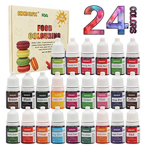 Lebensmittelfarbe flüssig Set, 24 lebensmittel farbenzum für alle Backen und Dekorieren, hochkonzentriert zuckerfrei für Kuchen Keks Macaron Fondant Getränken (24 x 6ml)