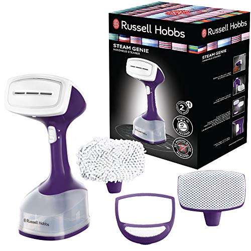 Russell Hobbs 25600-56, Dampfbügelbürste Steam Genie, 1.650 Watt, schnellaufheizend, variabler Dampf bis zu 25g/min, 260ml Wassertank, inkls. 3 Aufsätze, weiß/lila