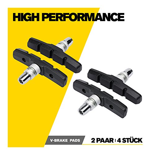 Gorilla Bikes V-Brake Bremsschuhe 2 Paar 70mm Symmetrisch I Ideale Bremsleistung für Den Fahrradalltag I Langlebige & Passgenaue Bremsbeläge I Standard Serie