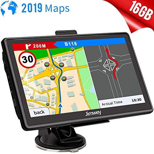 GPS Navi Navigation für Auto LKW PKW 7 Zoll 16GB Lebenslang Kostenloses Kartenupdate Navigationsgerät mit POI Blitzerwarnung Sprachführung Fahrspurassistent 2019 Neueste Europa UK Karten