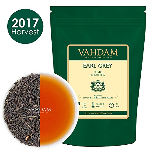 Earl Grey Tee (200+ Tassen), Blumig, Zitronig & Köstlich, (Lose Blätter) Tee, Schwarzer Tee gemischt mit Starken Bergamotte Extrakten aus Italien, 100% Reiner, Garten Frisch, Direkt aus Indien, 454g