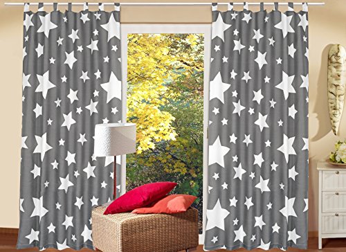 Schlaufenschal KAMACA 2er Set Gardine Dekoschal Stars All Over blickdichter Fensterschal Größe 140 x 240 cm EIN BLICKFANG in jedem Zimmer