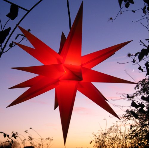 Mit LED Außenstern Stern rot Stern für draußen, ca. 55 cm, wetterfest, im Set mit Kabel, Anleitung, inklusive LED-Leuchtmittel (StaRt-NDL-DUH-E14-C3,5W) 104 SMD Dioden, 3,5W