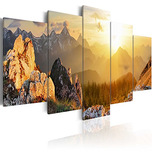 murando - Bilder 200x100 cm - Leinwandbilder - Fertig Aufgespannt - Vlies Leinwand - 5 Teilig - Wandbilder XXL - Kunstdrucke - Wandbild - Gebirge Berge c-B-0056-b-m