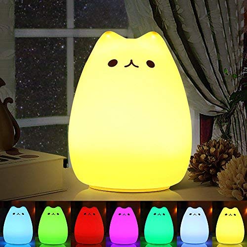 Nachtlicht Kind , Omitium Silikon LED Nachttischlampe mit 7 Beleuchtung Touch USB-Ladeoption Nachtlicht Baby für Kinderzimmer Kindergeburtstag Schlafzimmer Wohnräum Geschenk Deko
