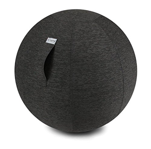 VLUV STOV Stoff-Sitzball SBV-002.75CAN, ergonomisches Sitzmöbel für Büro und Zuhause, Farbe: anthrazit (dunkelgrau), Ø 70cm - 75cm, hochwertiger Möbelbezugsstoff, robust und formstabil, mit Tragegriff