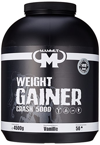 Mammut Weight Gainer Crash 5000 Vanille Kohlenhydrate Masseaufbau Kreatin, 4500 g Dose