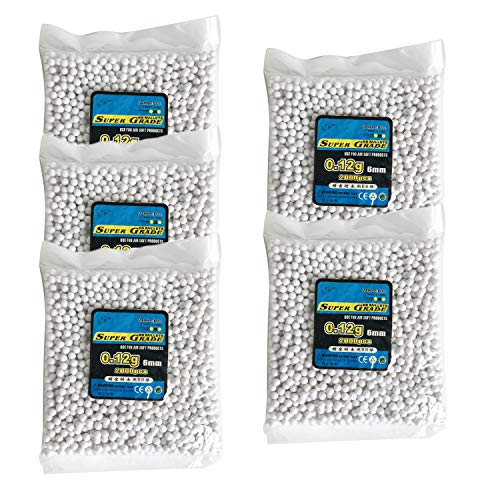 Rayline Softair 10000er Set BB Premium Super Grade 0,12g Kugeln Kaliber 6mm Poliert & Gradfrei (5X 2000 BB Softair Kugeln in Tüte)