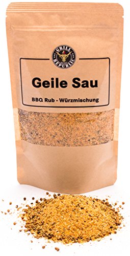BBQ-Rub Gewürzmischung Geile Sau in Spitzenqualität von Grill Republic I Premium BBQ-Gewürz für alle Sorten von Schweinefleisch vs. Premium Schweinefleisch-Gewürz für Spared Ribs, Steak… uvm.I Unvergessliches Geschmackserlebnis durch vielfältige und hochwertige Zutaten I Geeignet für Smoker, Grill, Ofen und Pfanne I 250 Gramm Packung