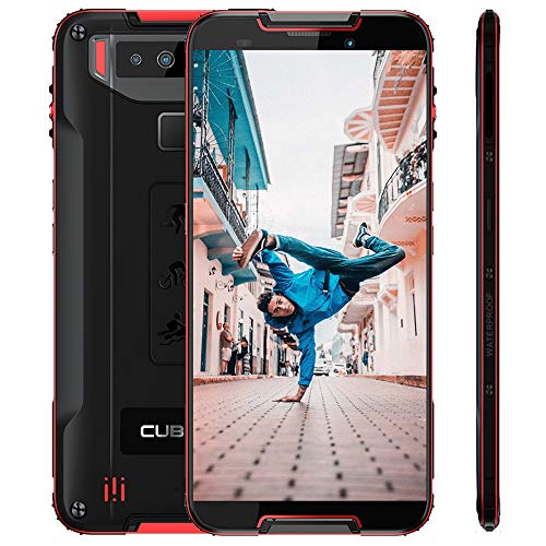 CUBOT Quest 5,5 Zoll 4G Sport Phablet Robustes Smartphone mit Octa Core CPU Gorilla Glas 5 4GB + 64GB Android 9,0 Fingerabdrucksensor Gesicht ID IP68 Wasserdicht (Schwarz+Red)