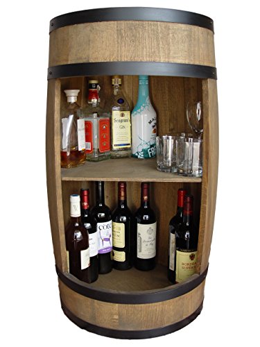 WEECO Fassbar in braun. Stilvolle Hausbar aus Holz, Exklusive Weinfass mit Regal. Höhe 81cm - Hersteller