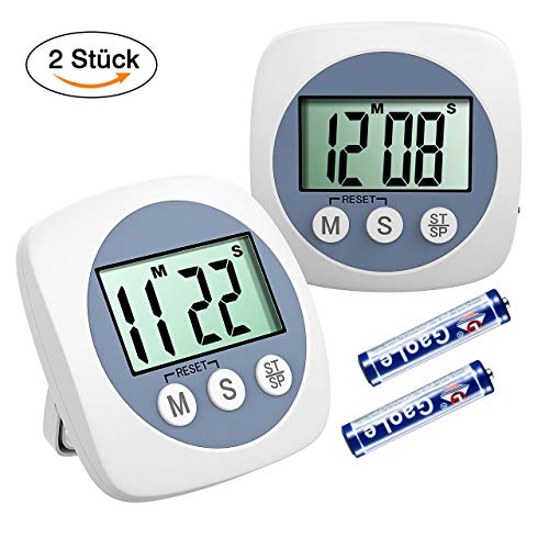 Küchentimer Magnetisch TOPELEK 2 Stück Digitaler Küchentimer LCD-Bildschirm, Küchentimer Digital Lauter Piepser, Kurzzeitmesser Küche Magnetischer Gegenständer, Ideal zum Kochen, Backen, Sport, Studieren usw.