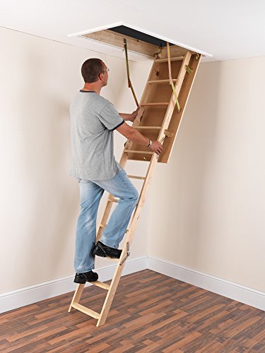 Laddaway EuroFold Dachboden-Leiter-Set aus Holz, mit isolierter Luke, Weiß