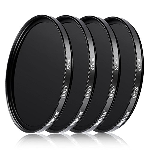 Neewer 4 Stück 67MM Infrarot Röntgen IR Filter Set: IR720, IR760, IR850, IR950 mit Filter Tragetasche für Canon EOS Rebel T2i T5i T4i / EOS 700D 650D 550D DSLR-Kamera