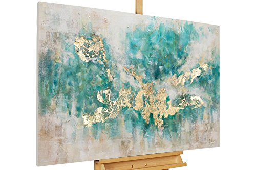 KunstLoft Acryl Gemälde 'Consciousness' 120x80cm | original handgemalte Leinwand Bilder XXL | Abstrakt Beige Blau Petrol Modern | Wandbild Acrylbild moderne Kunst einteilig mit Rahmen