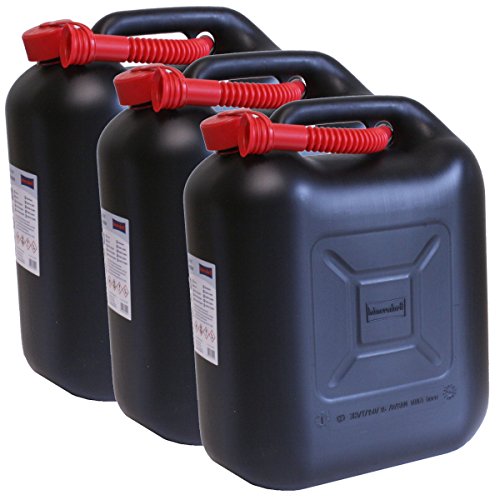 3er Set: 3x Benzinkanister schwarz 20 Liter UN Kraftstoffkanister 20 L Made in Germany !