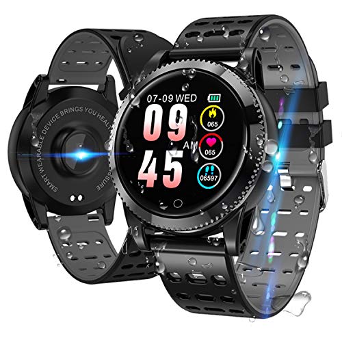 Smartwatch Smart Armband blutdruck uhr mit herzfrequenz wasserdicht Fitness Tracker aktivitätstracker gps bluetooth Sports Watch Schlafmonitor schrittzähler smart armband uhr für iOS Android Schwarz