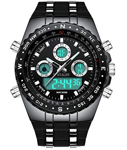 SPOTALEN Herren Digital Sportuhr Militärische wasserdichte Analoge Stoppuhr Armee Stoßfest LED Hintergrundbeleuchtung Lässige Armband für Schwarz SP1605