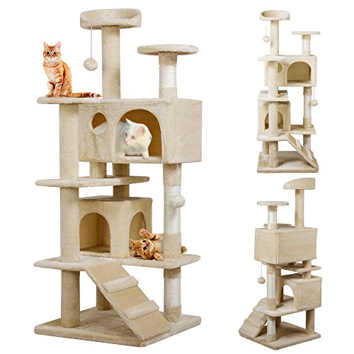 Yahee Katzenkratzbaum Katzenbaum Spielbaum mit Seil und Diversen Plattformen 130 cm Hoch
