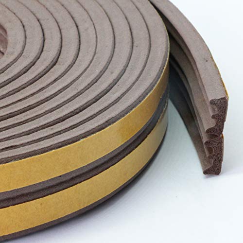 FENSTERDICHTUNG selbstklebend - Dichtband Türdichtung Gummidichtung Fensterdichtband Tür Fenster (50 m, E - Profil, Braun)