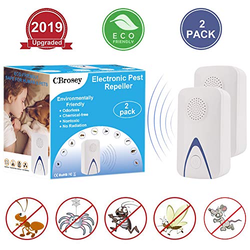 CBrosey Ultraschall Schädlingsbekämpfer Pest Repeller,Elektronische Insektenschutzmittel Schädlingsbekämpfung für Indoor Mäuse Insekten Kakerlake Mäusespinnen Ratten Mücken,Blauer Nachtlicht,2 Stück
