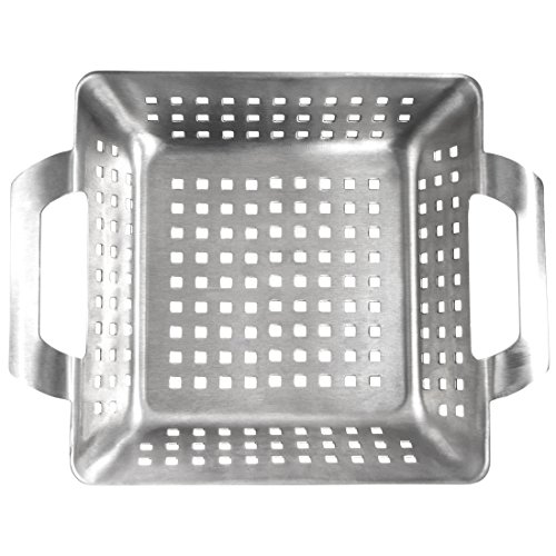 Ultranatura Edelstahl Grill-Korb / Gemüseschale mit Griffen -  28 x 20,5 x5,5 - Bodenfläche 15 x 15 x 5.5 cm