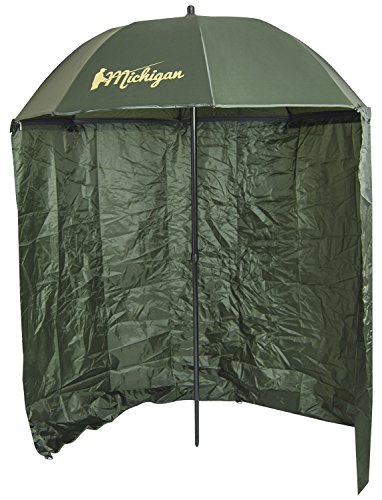 Michigan - Angelschirm mit abknickbarem Gelenk und Seitenwänden - Gratis Tragetasche - Olivgrün - 127 cm (50'')