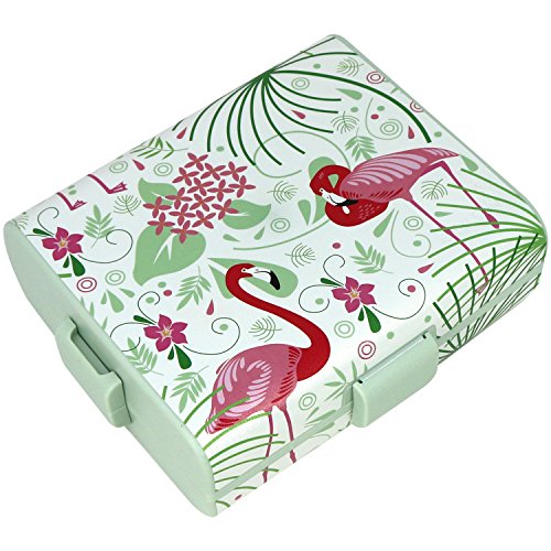 COM-FOUR Brotdose mit Flamingo-Motiven für Unterwegs, Lunch-Box mit Trennwänden, 19,5 x 17,5 x 6,5 cm (01 Stück - Flamingo)