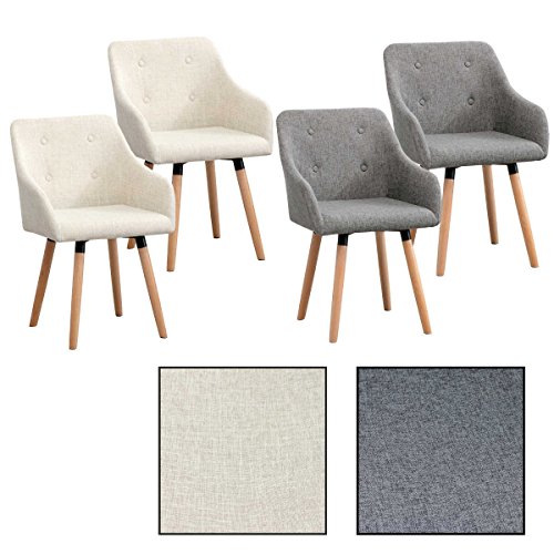 2/4/6/8x Vintage - Esszimmerstuhl Ilmar, Stühle, Vintage, Esszimmerstühle, Stoffbezug, Stuhl (4 Stück, Grau)