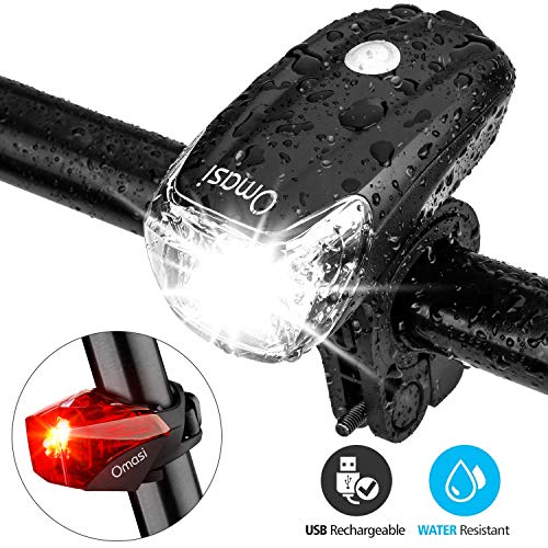 Omasi LED Fahrradlicht Set, StVZO Zugelassen LED Fahrradbeleuchtung Fahrradlampe fahrradlichter USB Wiederaufladbare Set Wasserdicht Frontlicht Rücklicht mit USB-Kabel