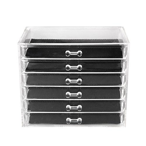 FEMOR Acryl Kosmetik Aufbewahrung Organizer Schubladen 23.8 x 15 x 20.5cm (6 Schubladen)