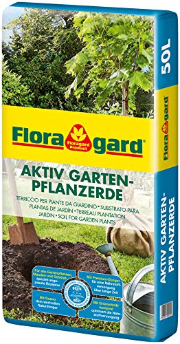 Floragard Aktiv Garten-Pflanzerde 50 Liter - Erde mit Langzeitdünger zum Pflanzen von Gehölzen, Sträuchern, Hecken und Stauden