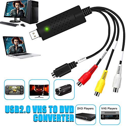 DIWUER USB 2.0 Audio Video Konverter, Video Grabber Neue Software Windows 10 fähig VHS VHS DVD Videoadapter zur Bearbeitung-Nachbearbeitung