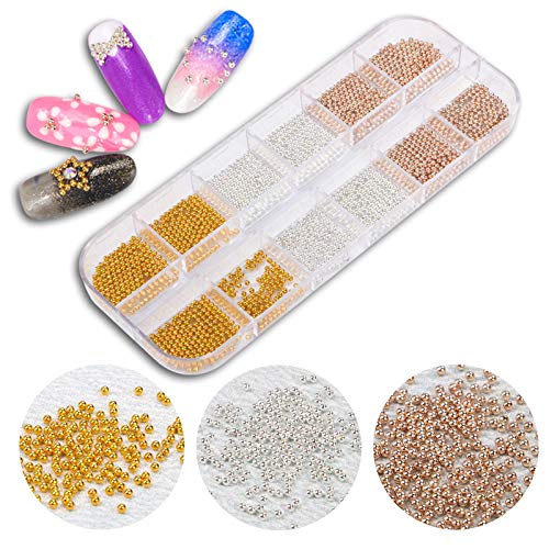 Mini kleine Edelstahl Perlen Nails Art Rose Gold Silber Kaviar DIY Nagelperlen Dekorationen Nieten 3D Nail Art Studs