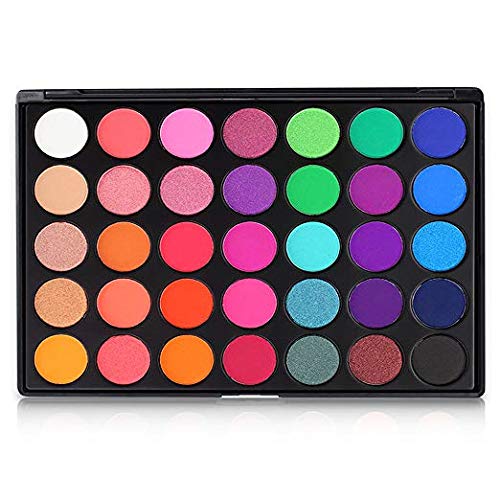 DE'LANCI Lidschatten-Palette Make-up,Eyeshadow Palette 35 Colors, Langlebiges Hochpigmentiertes Matte Schimmer Glitter Lidschatten-Kosmetik Set,Bunt Rot Blau Grün Gelb Lila Rainbow Augen Palettes