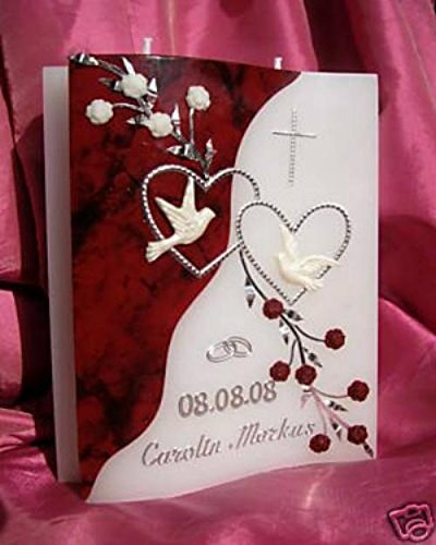 Hochzeitskerze Welle 200/150/40 mm inkl. Zubehör für selbstbeschriften VH-05