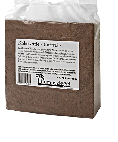 70 L Kokosblumenerde Quellerde - torffreie Blumenerde - für den Innen- und Außenbereich - sehr ergiebige Pflanzerde - torffrei und ungedüngt - 5 kg Kokos Brikett - Pflanzerde für Obst, Gemüse, Zierpflanzen und Exoten - fein -