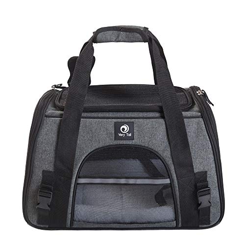 Haustier Transporttasche weiche Reisetasche für Hunde und Katzen trägerkäfig Fluggesellschaft zugelassen faltbare atmungsaktiv 44x25x28cm PHB440250GT